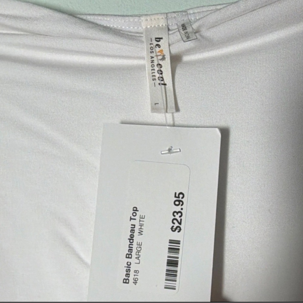 Be Cool NWT White Bandeau Top size Large fully lined